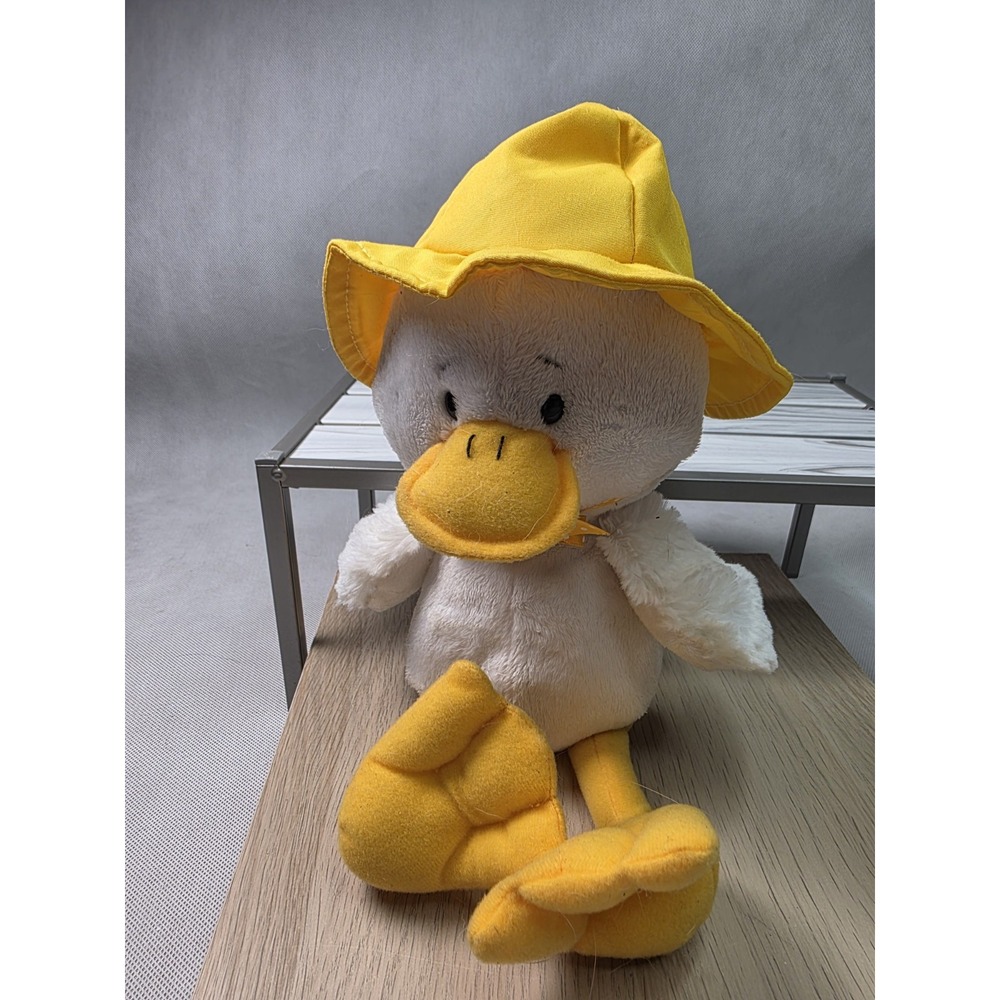 Ganz Duncan Duck Plush Yellow Rain Hat Stuffed Animal 11" White Duck Toy